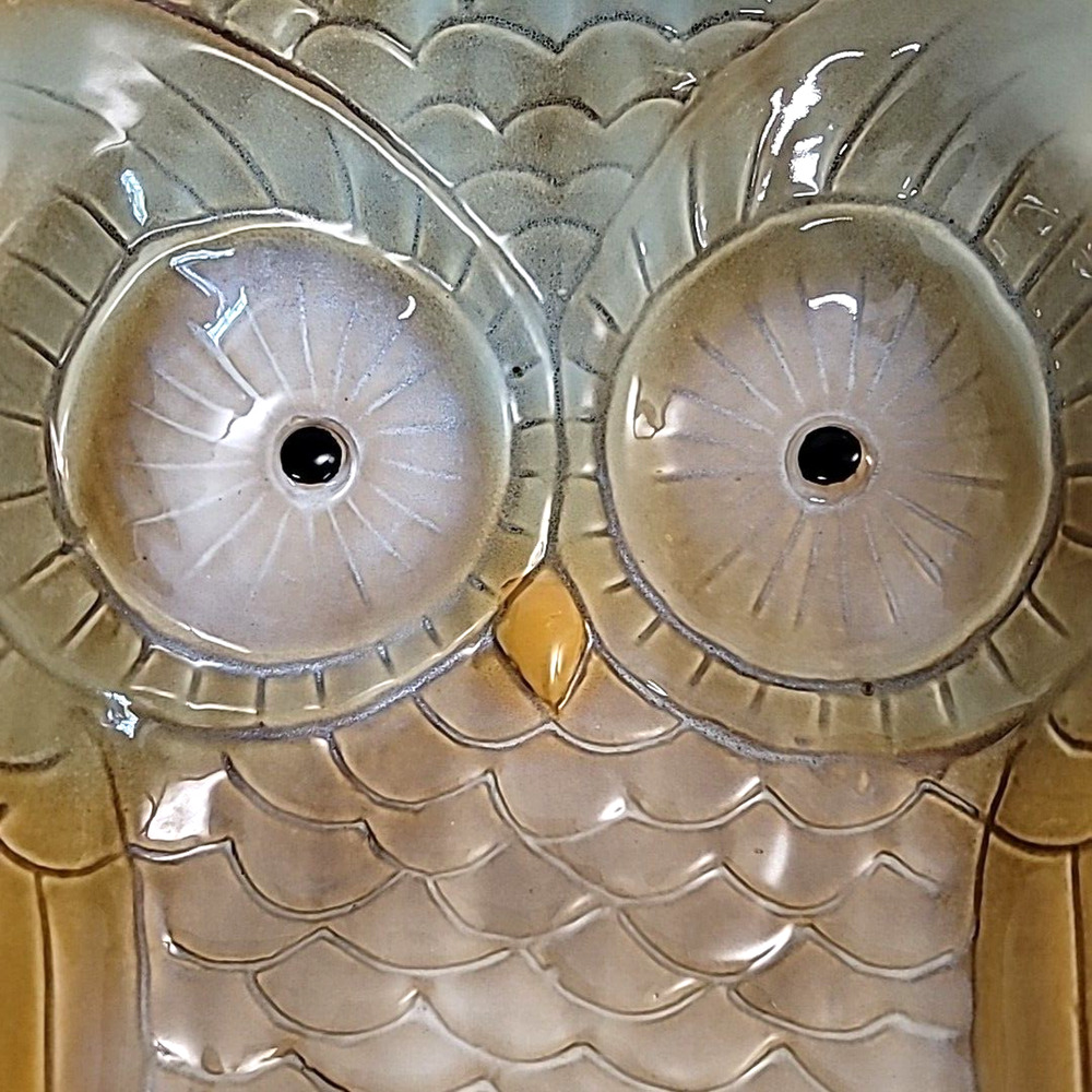 Owl Shaped Glazed Ceramic Serving Bowl 10"H Fall/ Harvest - Picture 4 of 4